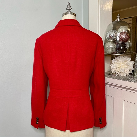 Talbots Shetland Wool Blazer Jacket Red Pop Herringbone 14 - Picture 7 of 13